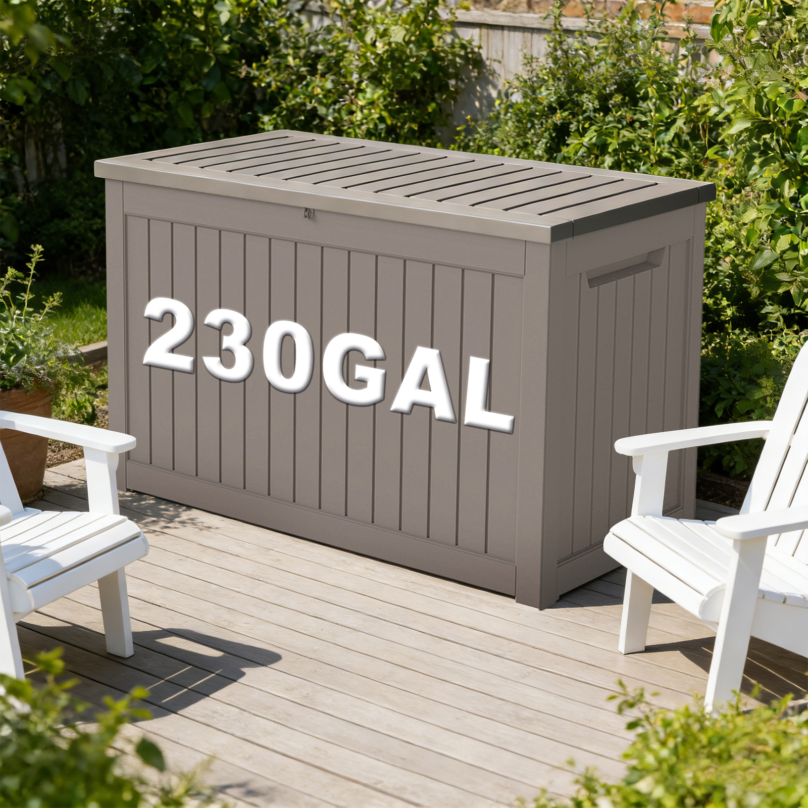 Outdoor Furniture With Storage For Cushions - 230GAL Gallon Waterproof Large Resin Deck