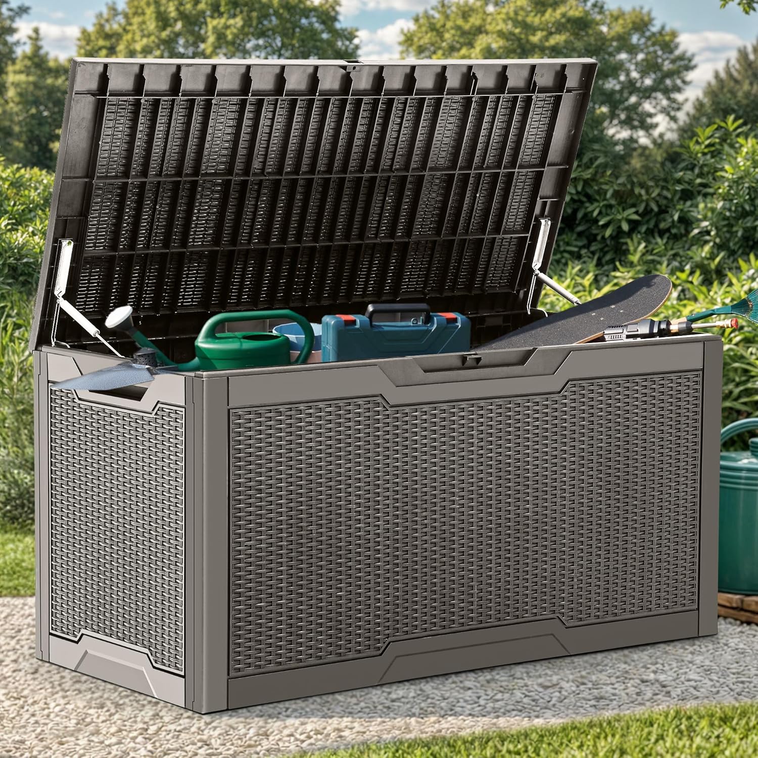 Outdoor Furniture With Storage For Cushions - 100 Gallon Large Deck Box, Outdoor