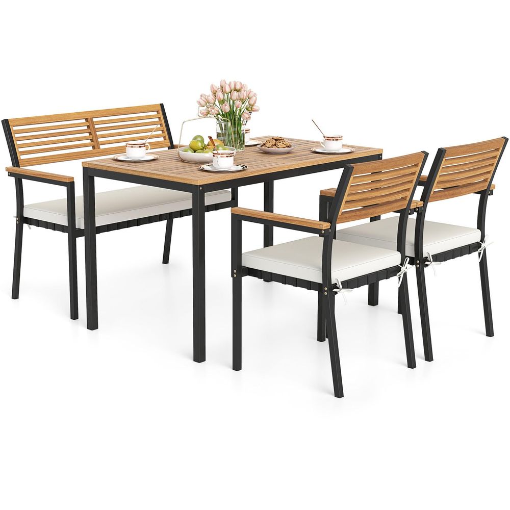 Outdoor Furniture Umbrella - 4 Piece Patio Dining Furniture Set,