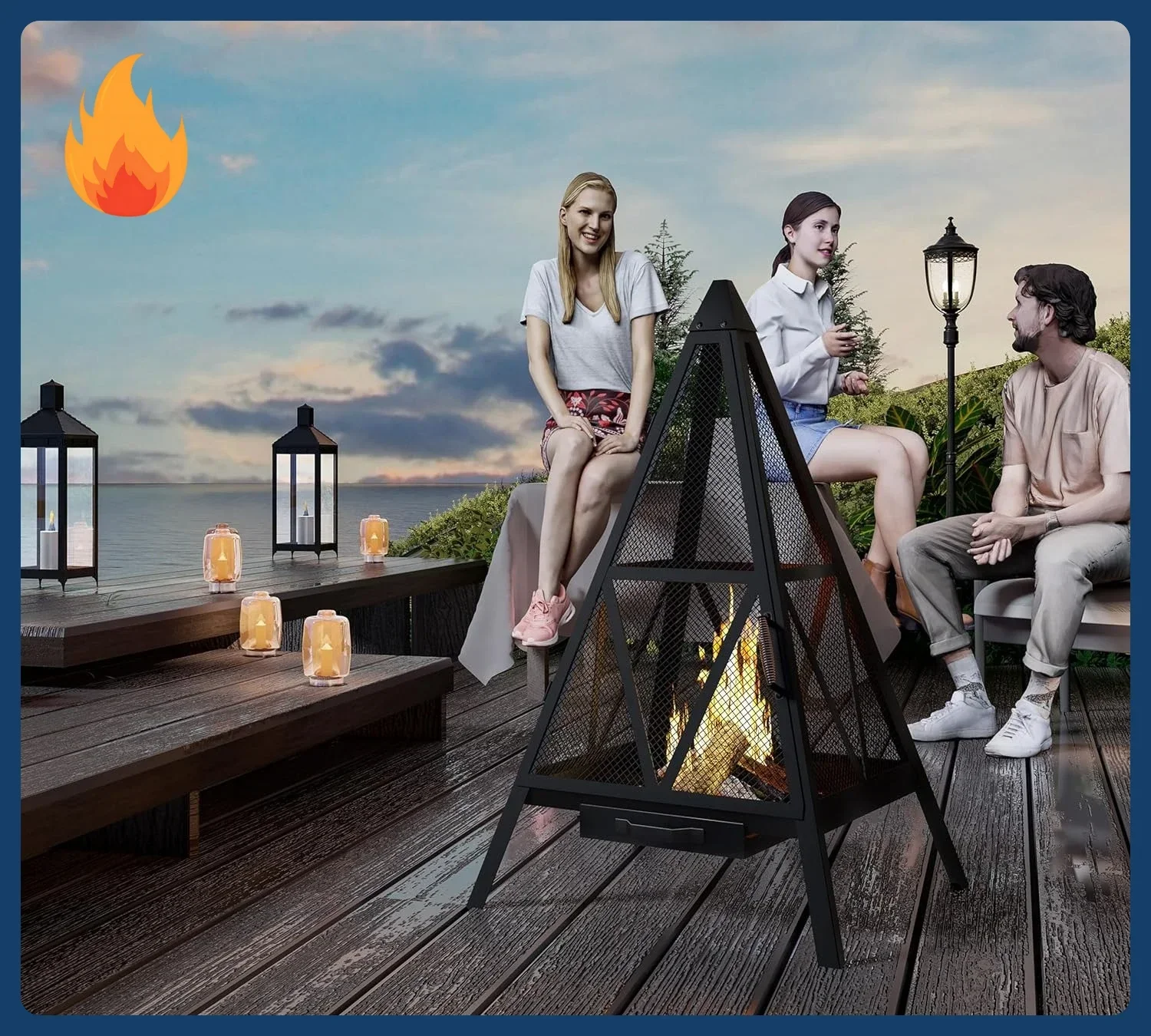 Fire Pit Bowl - [Discounted Price!]Pyramid Fire Pit, Heavy-Duty Steel