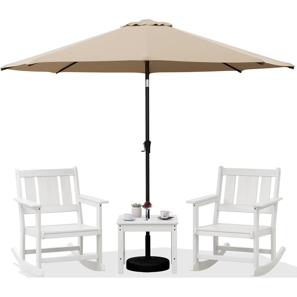 Outdoor Furniture Umbrella - 2-Piece Outdoor Rocking Chairs Set with