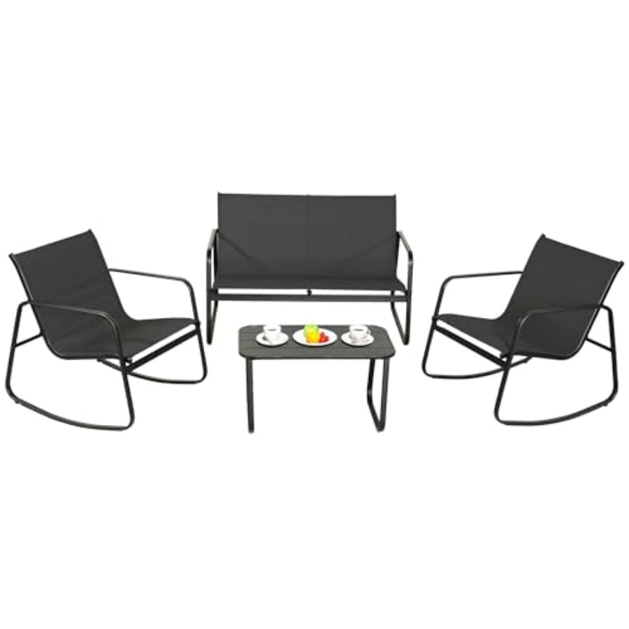 Outdoor Furniture Rocking Chair - GEONKAI 4 Piece Patio Furniture Set