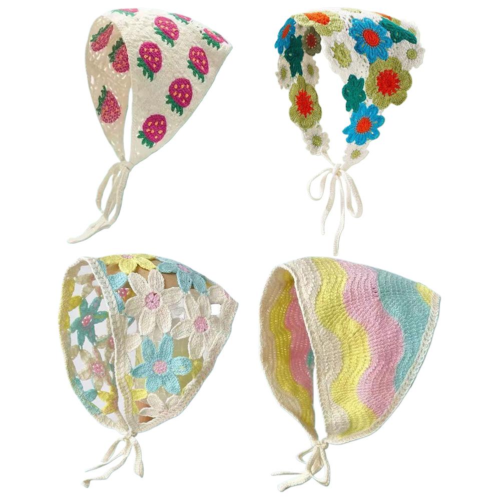 Outdoor Furniture Decor - Handmade Crochet Flower Triangle Headband Breathable