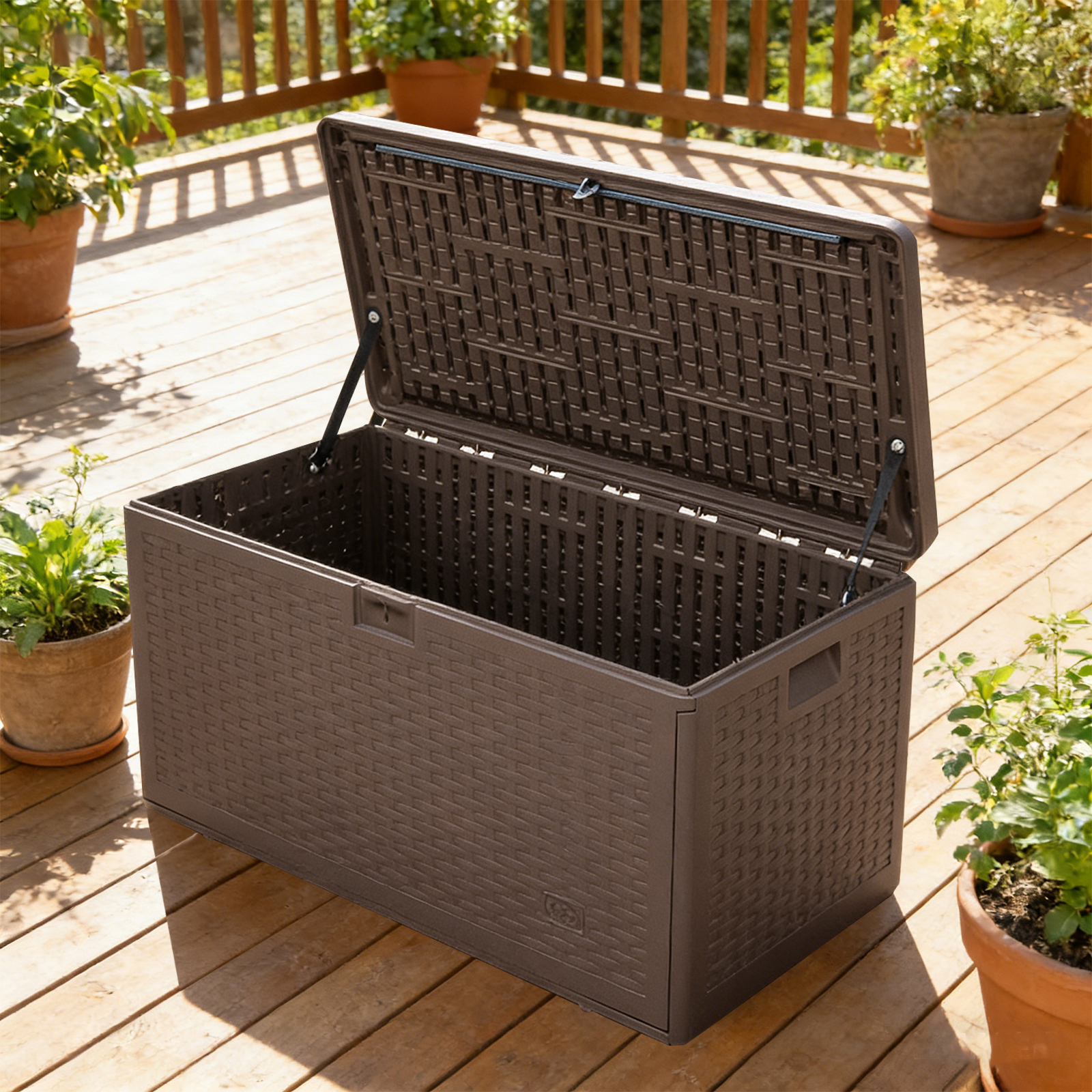 Outdoor Furniture With Storage For Cushions - 100 Gallon Waterproof Large Resin Deck
