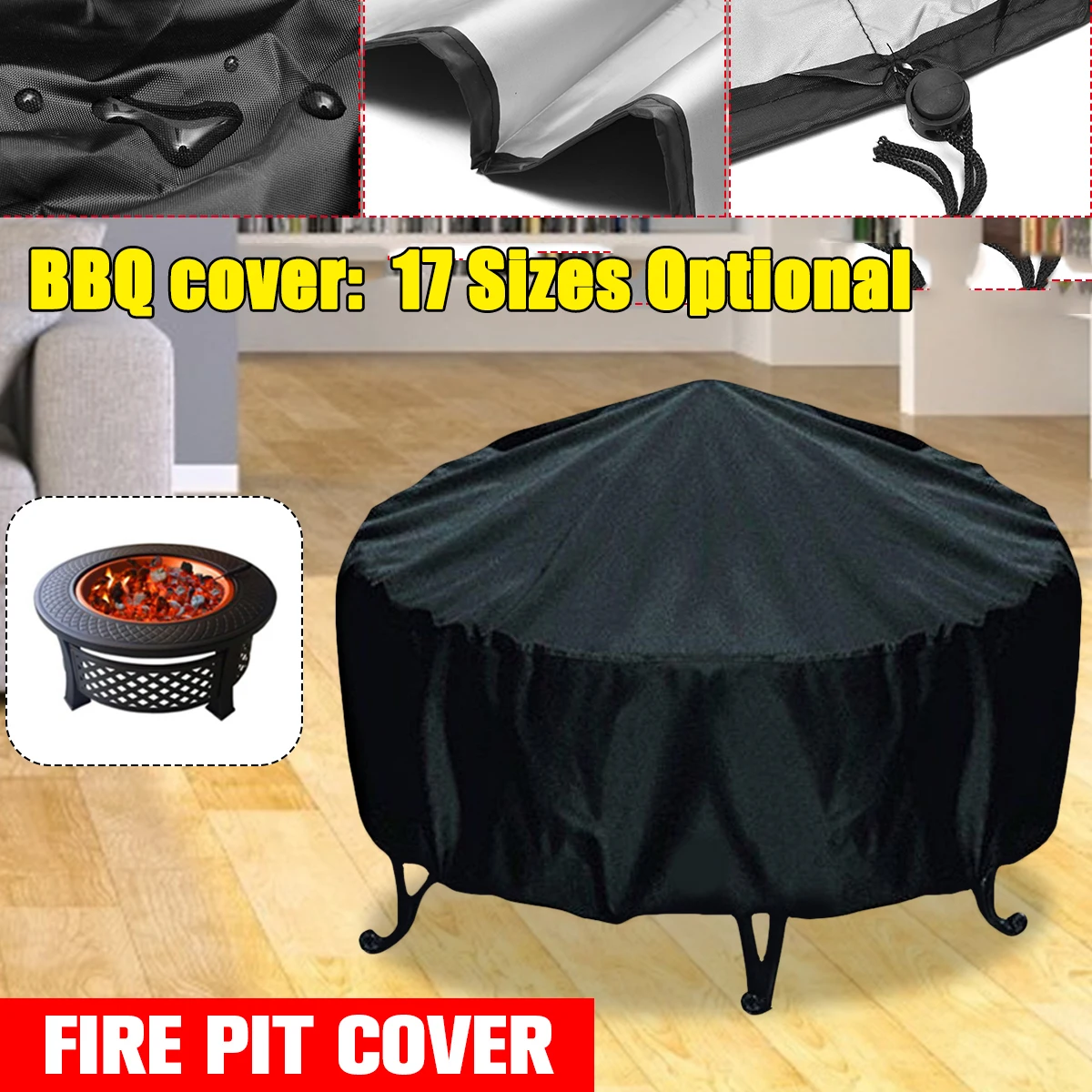 Outdoor Furniture Fabric Waterproof - Waterproof Patio Fire Pit Cover Black