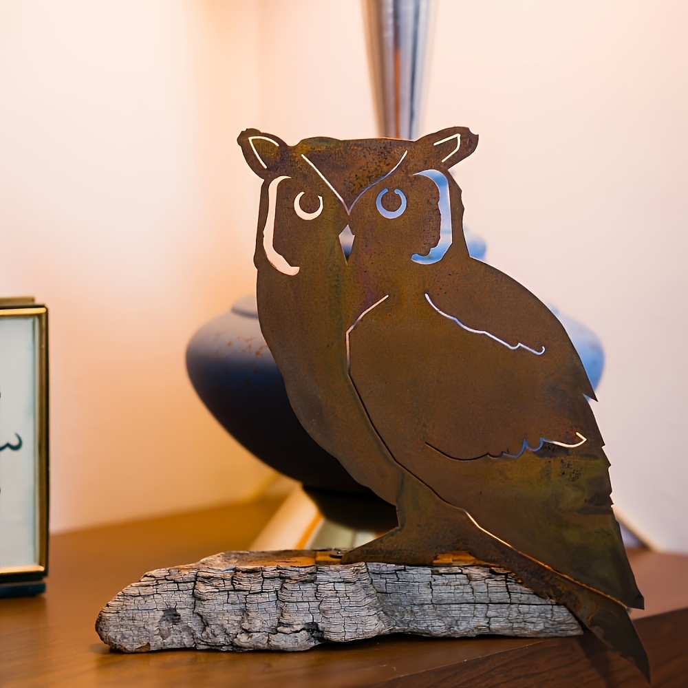 Outdoor Furniture Decor - 1 Piece of Country-Style Metal Owl