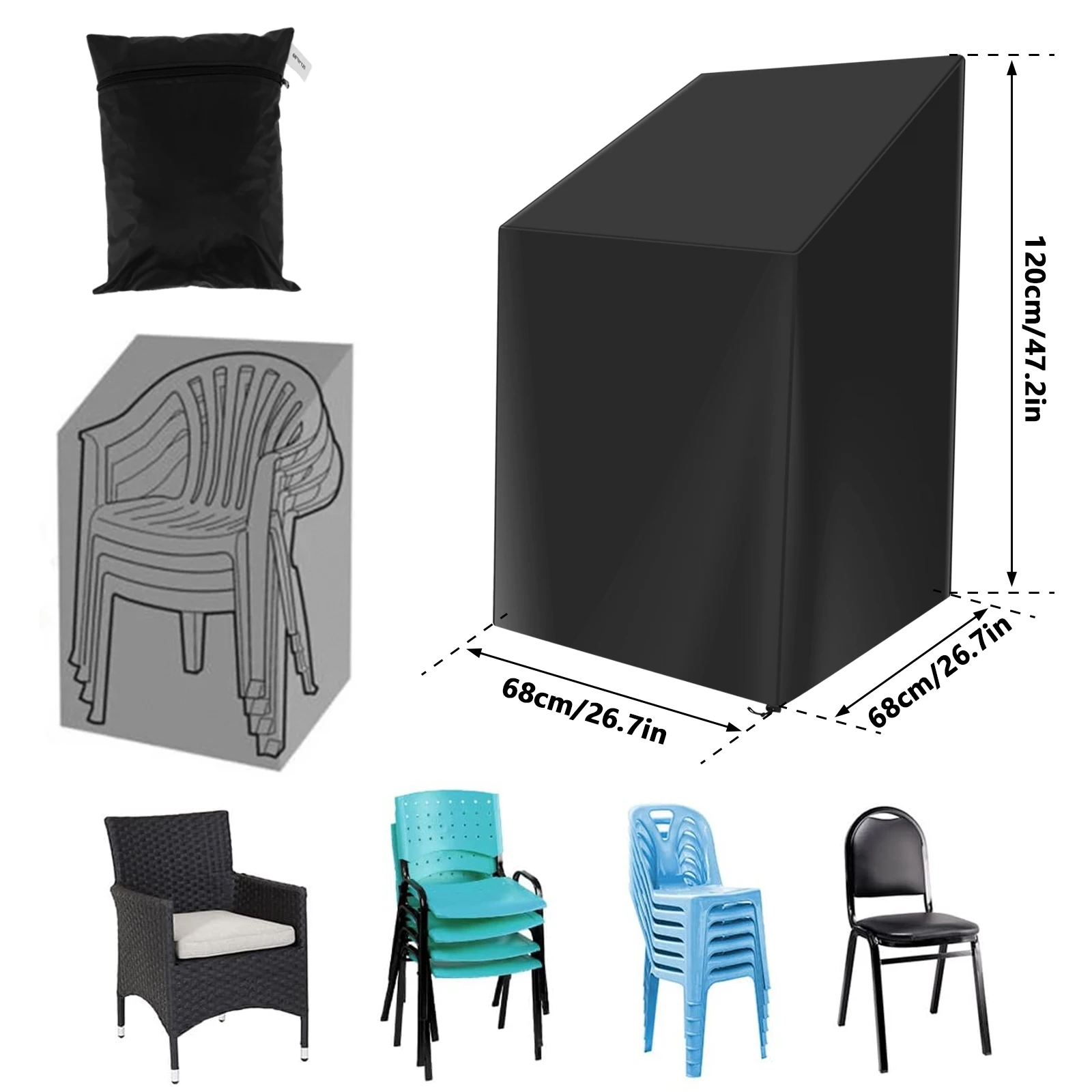 Stacked Chair Dust Cover with  - Outdoor Furniture Fabric Waterproof recensie en prijs
