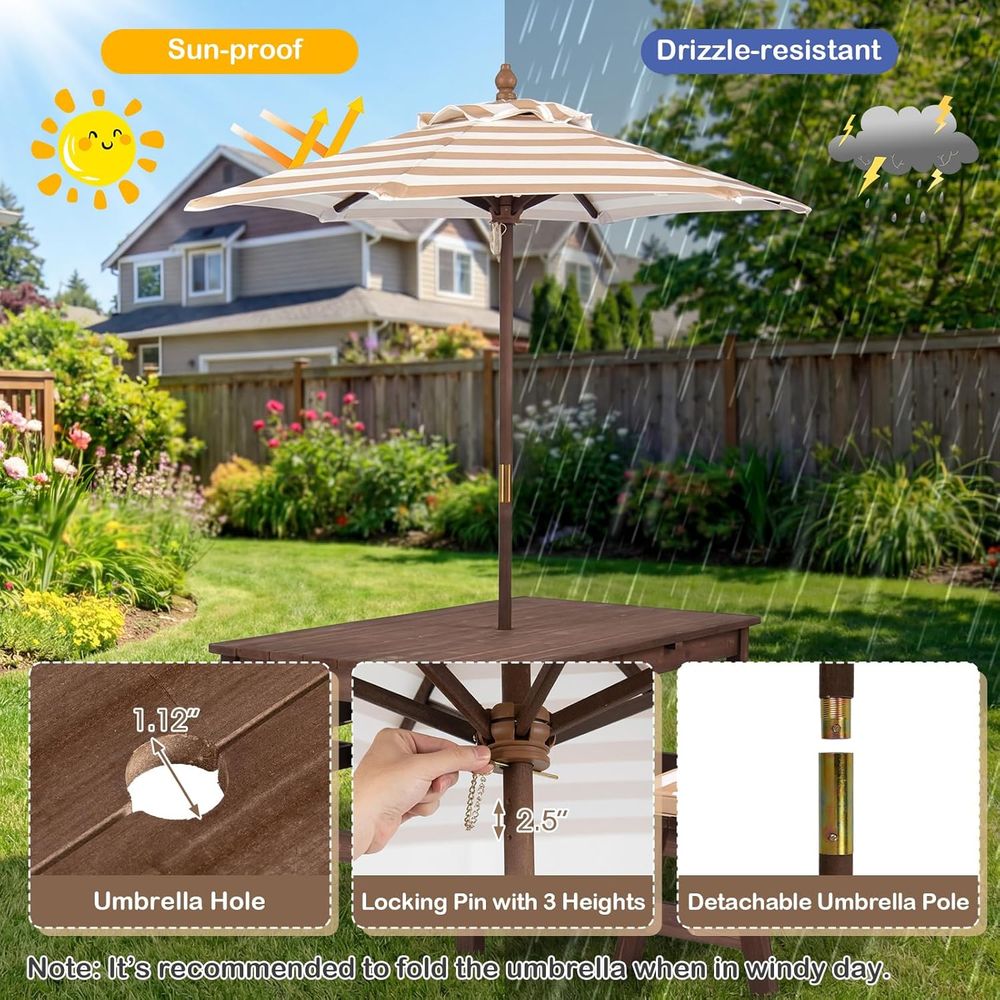 Children's Picnic Table Set wi - Outdoor Furniture Umbrella recensie en prijs