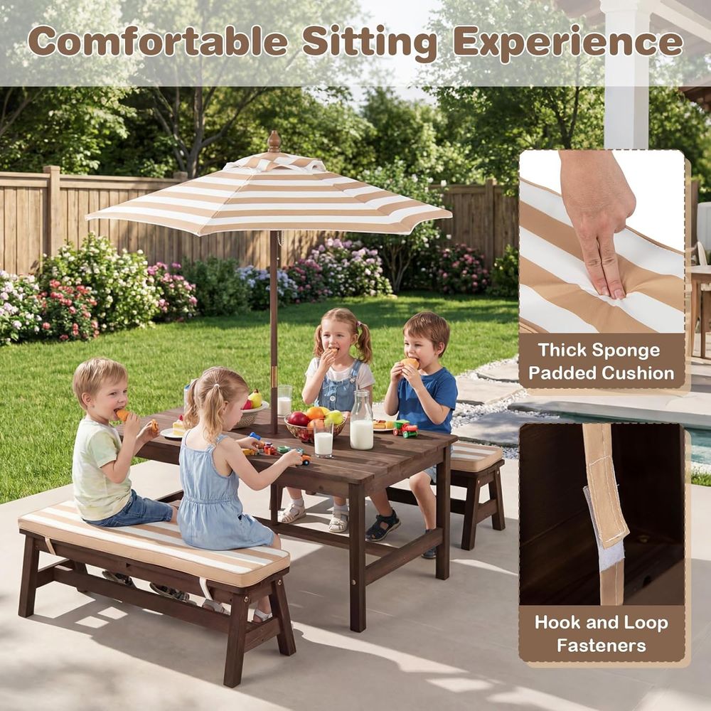 Children's Picnic Table Set wi - Outdoor Furniture Umbrella recensie en prijs