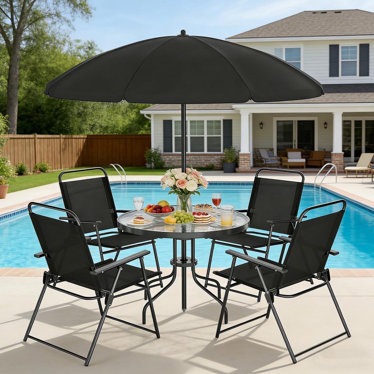6-Piece Outdoor Patio Dining S - Outdoor Furniture Umbrella recensie en prijs