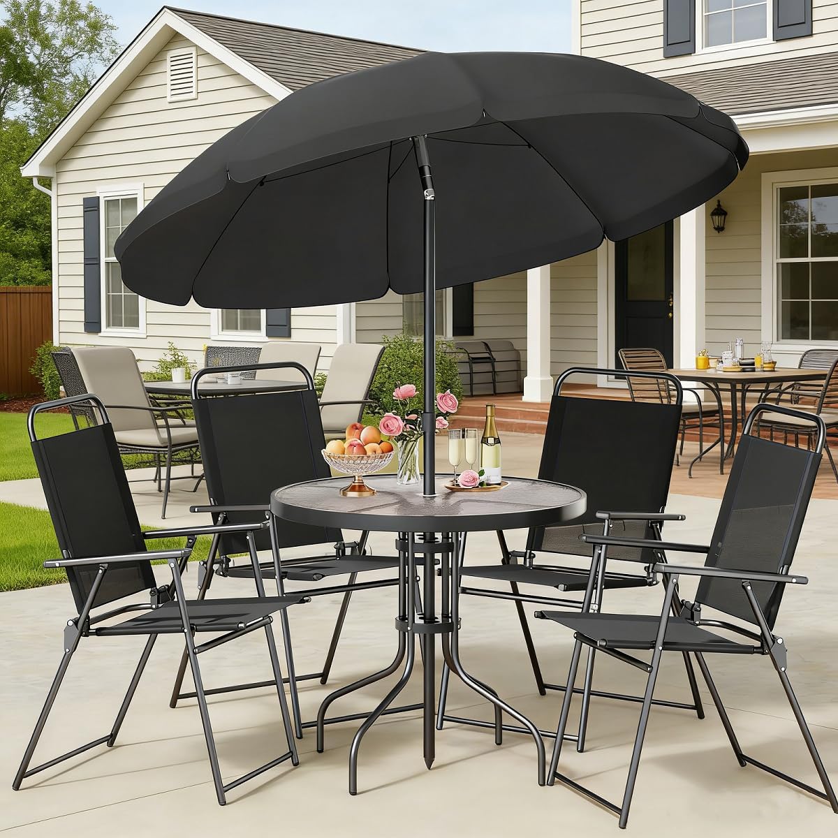 6-Piece Outdoor Patio Dining S - Outdoor Furniture Umbrella recensie en prijs