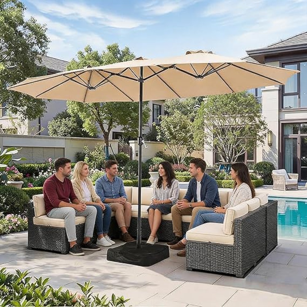 15ft Patio Umbrella with Base  - Outdoor Furniture Umbrella recensie en prijs