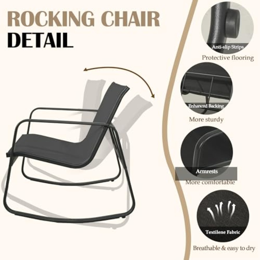 GEONKAI 4 Piece Patio Furnitur - Outdoor Furniture Rocking Chair recensie en prijs