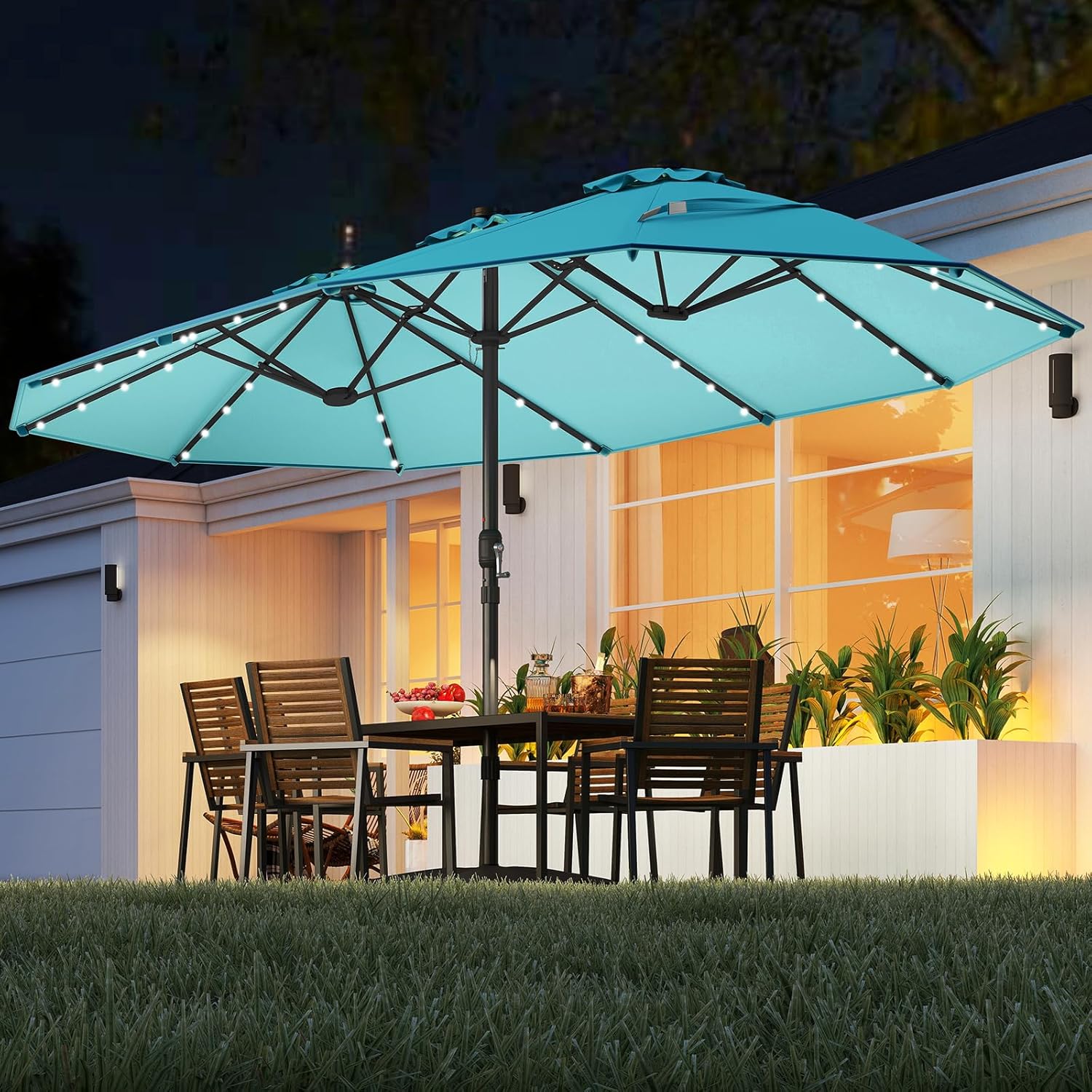 15FT Double-Sided Solar Patio  - Outdoor Furniture Umbrella recensie en prijs