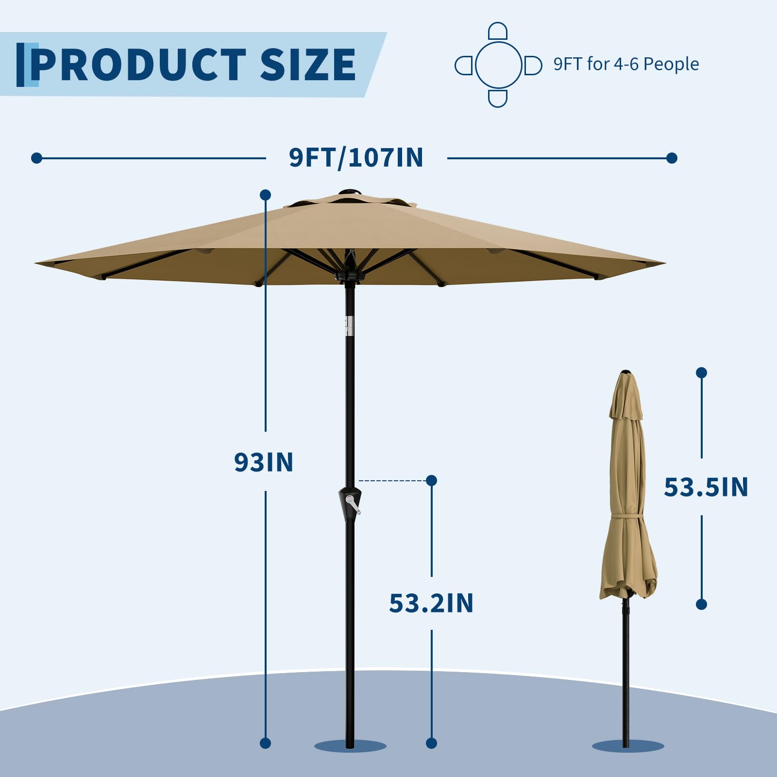 9FT Patio Umbrella - Outdoor T - Outdoor Furniture Umbrella recensie en prijs