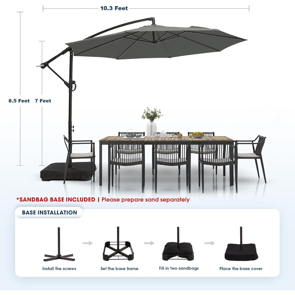 10ft Patio Umbrella with Base  - Outdoor Furniture Umbrella recensie en prijs